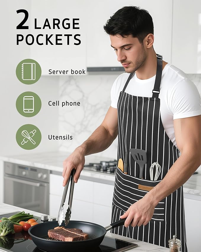 Syntus Chef Apron for Men Women Kitchen Cooking Apron with Pockets, Adjustable Bib Aprons Stain Resistant - Image 6