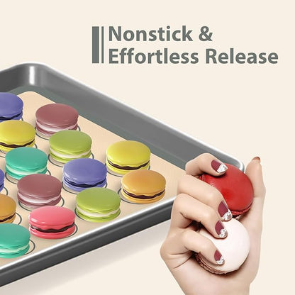 Macaron Silicone Baking Mats, 3 PCS Non Stick Macaroon Mat Silicone for Macarons, Cookie, Pastry, Gray - Image 3