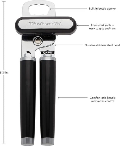 KitchenAid Classic Multifunction Can Opener/Bottle Opener, 8.34-Inch, Black & All Purpose Shears with Protective Sheath, One Size, Black