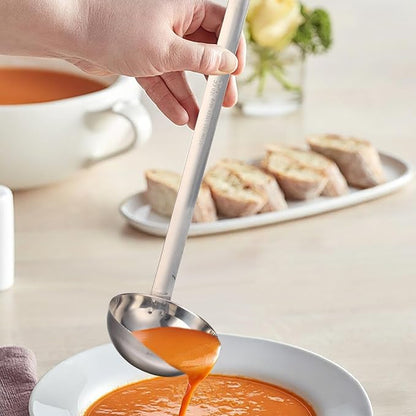 meekoo 1 Pieces Stainless Steel Ladle Soup Handle Ladle with Pouring Rim for Kitchen Cooking Soup Sauce (4 oz) - Image 2