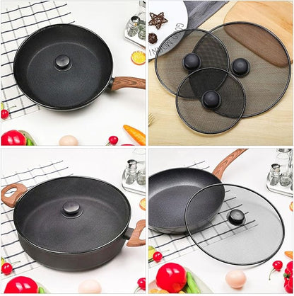 Amosfun 11.4 Inch Oil Splash Guard Splatter Screen for Frying Pan and Pot Mesh Cover Grease Splatter Shield Cooking Kitchen Accessory