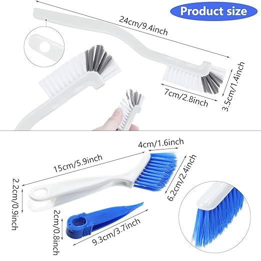 Patelai 4 Pieces Cleaning Brush Sets Small Scrub Brush Household Use for Cleaning Bottle Sink Kitchen Sink Corner Dish Edge Grout Bathroom Sliding Door Window Track(White, Blue) - Image 2