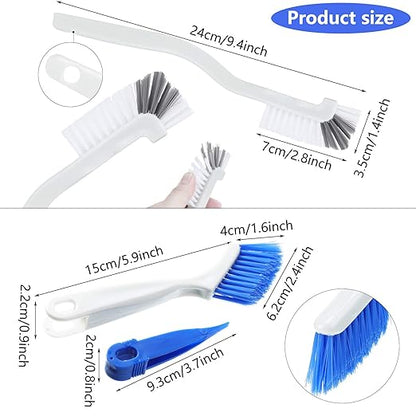 Patelai 4 Pieces Cleaning Brush Sets Small Scrub Brush Household Use for Cleaning Bottle Sink Kitchen Sink Corner Dish Edge Grout Bathroom Sliding Door Window Track(White, Blue) - Image 2