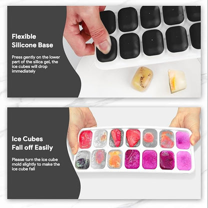 Ice Cube Trays 4 Pack, Airabc Silicone Ice Cube Trays with Removable Lid, Easy-Release Flexible 14-cube Ice Trays, LFGB Certified and BPA Free, Stackable Ice Trays with Covers for Cocktail, Freezer - Image 6