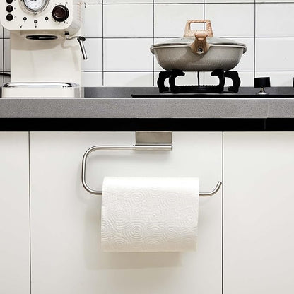 Yaocom 12.4 Inches Cabinet Door Paper Towel Holder Camper Under Sink No Drilling Paper Towel Storage and Dispenser for RV Kitchen Bathroom Laundry Room, Stainless Steel(Silver,1 Pcs)