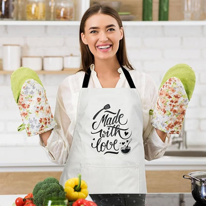 Jeyiour 3 Pack Funny Cooking Aprons Women Oil-proof Kitchen Aprons with Pockets for Home Chef BBQ Mother Day Birthday Gifts(Black, Green, White)