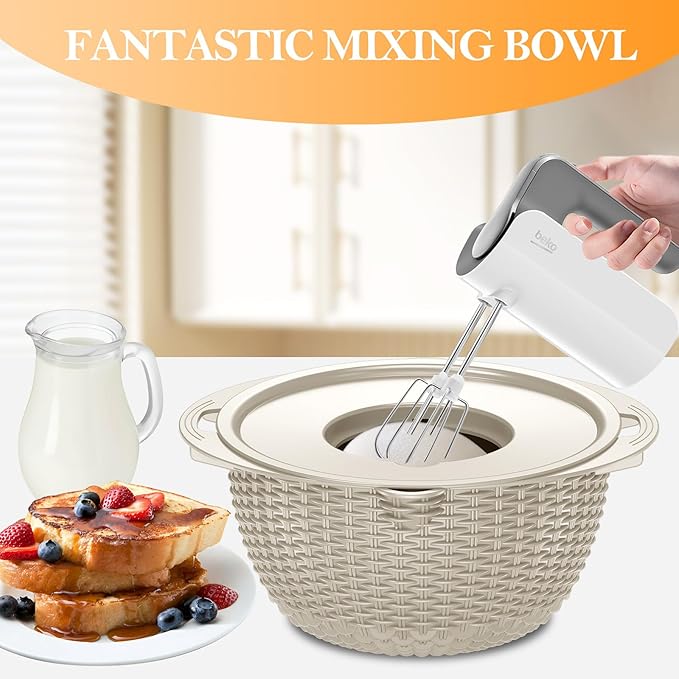 4-1 Colander with Bowl Set, Food Strainers and Colanders, Fruit Washing Bowl with Strainer, Rotatable Colander for Kitchen, Aesthetic Kitchen Gadget, Christmas & New Year Gifts - Beige - Image 3