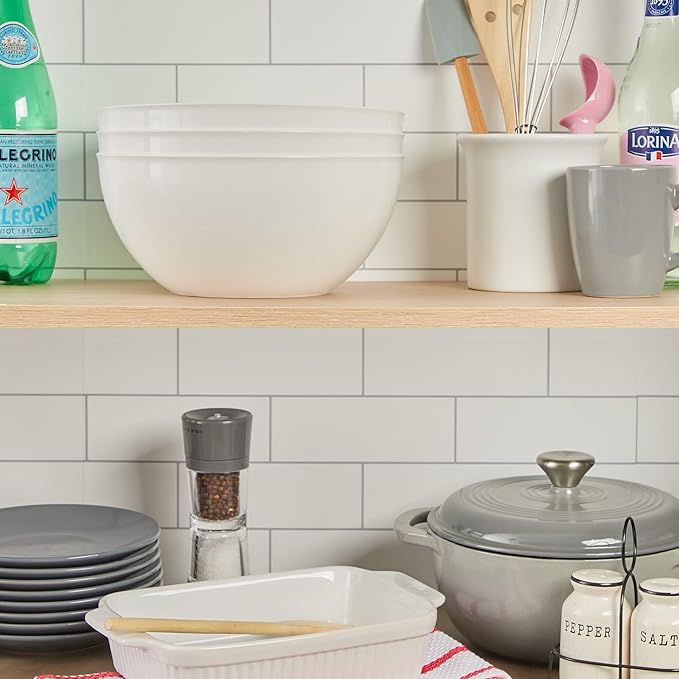 US Acrylic Vista White Plastic Salad and Serving 10-inch Bowls | set of 3 | Reusable, BPA-free, Made in the USA | 135 oz. capacity - Image 4