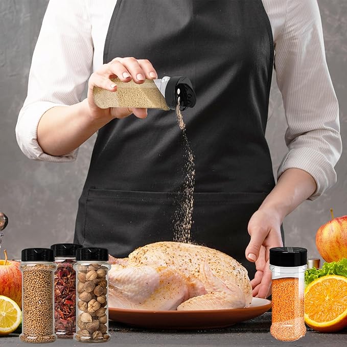 8 Pack 5.5 Oz Plastic Round Spice Bottles with Black Shaker Lids,Reusable Seasoning Containers Jars,Clear Plastic Bottle Containers with Shaker Lids for Powders,Spice,Herbs,Glitters - Image 6