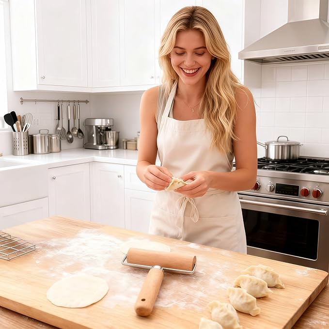 Wooden Rolling Pin Set - Non-Stick Pizza & Dough Roller, Ergonomic Bakery Tool for Cookies, Pie, Bread Dough | Heavy Duty, Easy Clean, Compact Storage | Kitchen Gadget Essential - Image 4