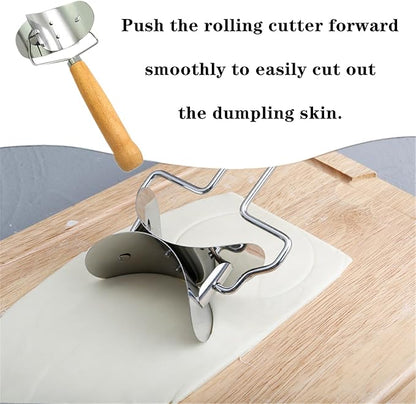 2 PCS Dumpling Cutter Sturdy Dumpling Maker Dumpling Wrapper Skin Dough Cutter Stainless Steel Dough Blenders Circle Roller Mold for DIY Kitchen Accessories