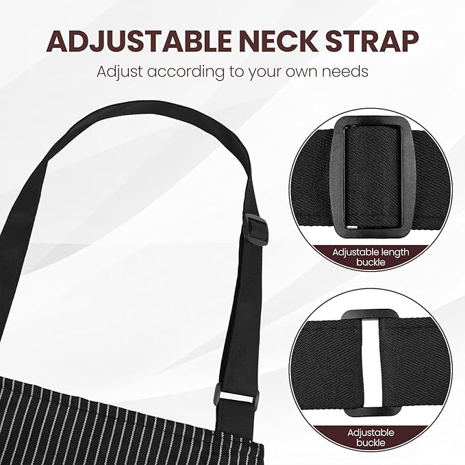 Serrenf 2 Pack Apron, Cooking Kitchen Aprons, Adjustable Bib Apron with 2 Pockets for Men Women Chef Apron - Image 3