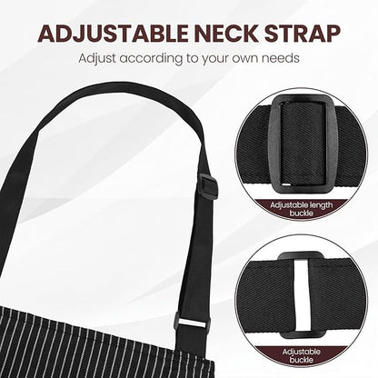 Serrenf 2 Pack Apron, Cooking Kitchen Aprons, Adjustable Bib Apron with 2 Pockets for Men Women Chef Apron - Image 3