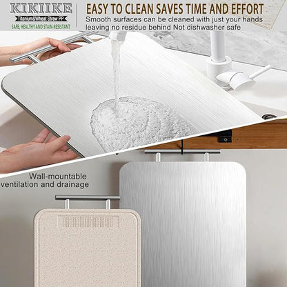 Titanium Cutting Board Double Sided Pure Titanium Cutting Boards for Kitchen, Pure titanium & Wheat Straw PP Food Grade metal chopping boards Easy to Clean Large Size