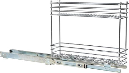 Household Essentials Chrome 2-Tier Sliding Cabinet Organizer, 5"