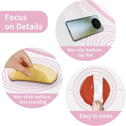 Non-stick Silicone Pastry Mat, Extra Large Baking Mat for Cookie Bread Pizza Pie Crust, Silicone Dough Mat for Rolling, Non-slip& Heat Resistant Pink 32X24 INCH