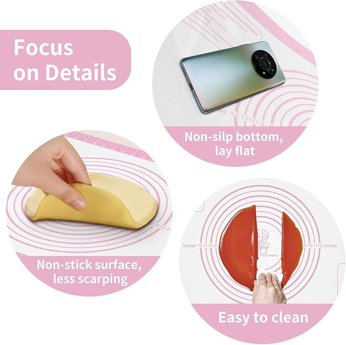 Silicone Pastry Mat for Dough Rolling, Extra Large Silicone Baking Mat with Measurements, Baking sheet for Cookies Fondant Pie Crust, Countertop Protector - Image 6