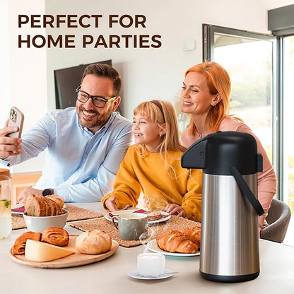 Coffee Carafe for Keeping Hot - Gezoss 85OZ / 2.5L Airpot Coffee Dispenser with Pump - Large Coffee Carafe for Hot Drinks Tea Liquid - Insulated Stainless Steel Hot Water Beverage Urn for Parties - Image 6