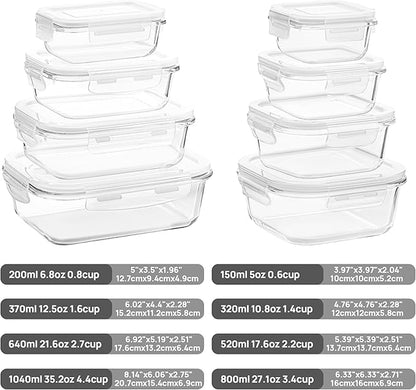 Vtopmart 8 Pack Glass Food Storage Containers with Airtight Lids, Glass Meal Prep Containers, Lunch Office Meal for Microwave, Oven, Freezer and Dishwasher, BPA Free - Image 2