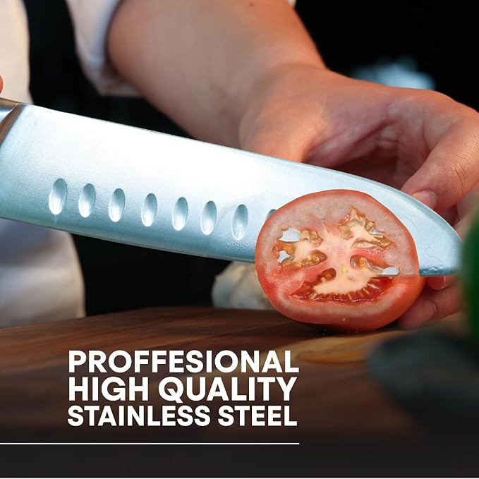 MasterChef Chef Knife Set with Bag, Knife Roll Set with 5 Professional Quality Kitchen Knives for Precision Home Cooking, High Carbon Stainless Steel Blades & Triple Riveted Handles