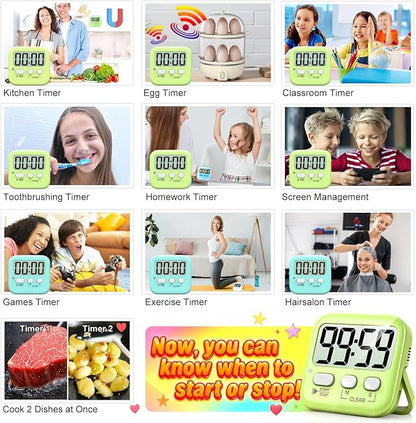 Antonki 2 Pack Digital Timer for Kids, Magnetic Countdown Kitchen Timers for Cooking, Egg, Classroom, Teacher, Exercise, Study, Oven - Battery Included - Image 7