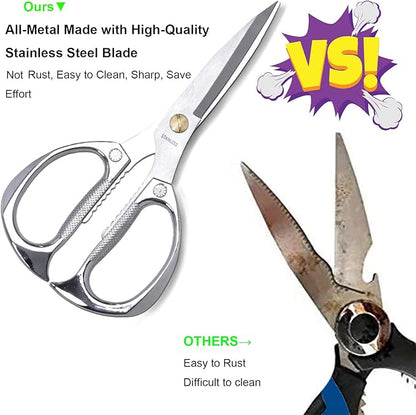 7.5in Stainless Steel Kitchen Scissors, Heavy Duty Shears for Chicken, Meat, Food, Vegetables, BBQ (Silver) - Image 3