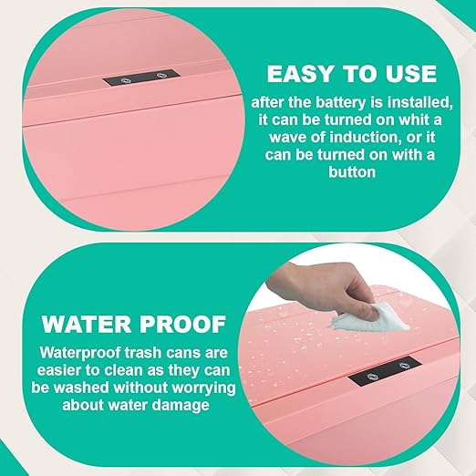 BestOffice 13 Gallon Trash Can Automatic Kitchen Trash Can Touch Free High-Capacity Garbage Can with Lid for Bedroom Bathroom Home Office 50 Liter (Black, 1) (3, Pink) - Image 2