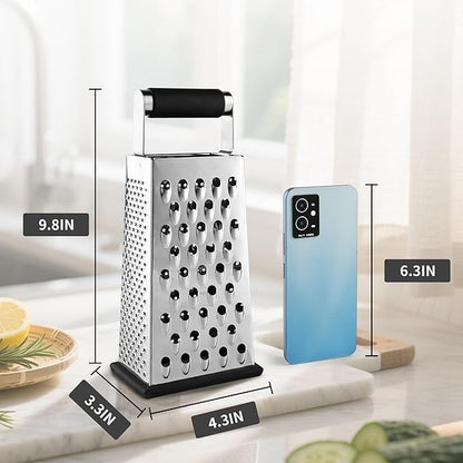 Kaishun Cheese Grater, Box Grater for Cheese Stainless steel Vegetable Slicer Food Shredder 4-sided Convenience for kitchen - Image 2