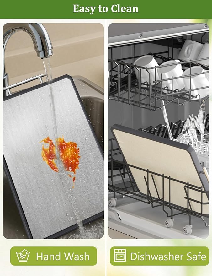 Titanium Cutting Boards for Kitchen, 2 in 1 Non Toxic Cutting Board, Food-Grade Double Sided Pure Titanium & Wheat Straw PP Chopping Board for Meat/Vegetables, Dishwasher Safe Large 16.3”×11-1 PC - Image 4