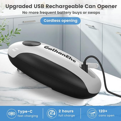 Rechargeable Electric Can Opener for Kitchen for Seniors- One Touch Automatic Can Opener, Battery Operated, Cordless, Handfree, Smooth Edge, Fits Most Can Sizes