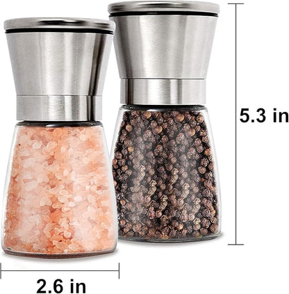 Gulex® Salt and Pepper Grinder Set Pepper Mill, Sea Salt Shaker Refillable, Adjustable Coarseness, Stainless Steel with Ceramic Rotor (Set of 2) - Image 2