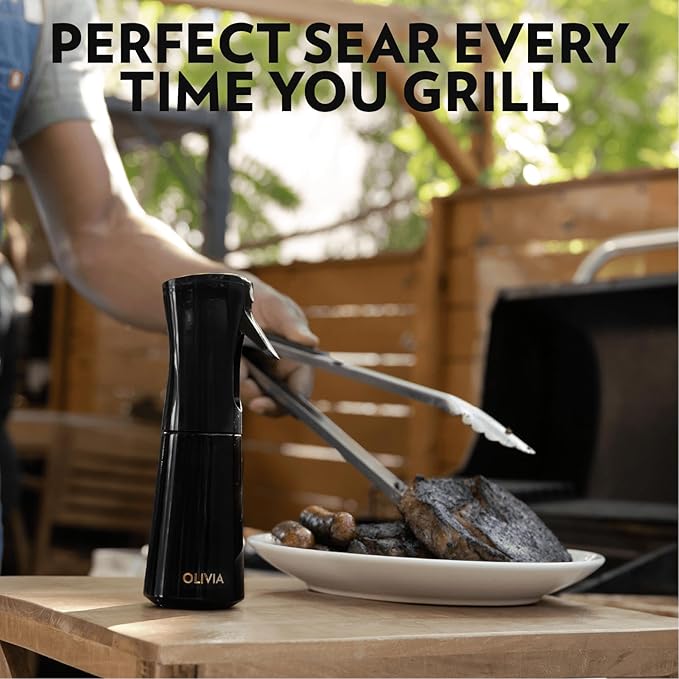 FLAIROSOL OLIVIA SIGNATURE Advanced Kitchen Oil Sprayer Technology, Fine Mist & Portion Control, Refillable Glass Cooking Spray Bottle, Anti-Drip & Leakproof, Air Fryer, Salad, BBQ, 200ml(Black) - Image 7