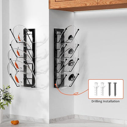 Cisily 8 Layers of Adjustable Pot Lid Organizer Rack for Cabinet Door/Wall，2Pack Lid Organizer Pots and Pans Holder for Kitchen Storage with No Drilling Adhesive 5.7 W“(Black) - Image 6