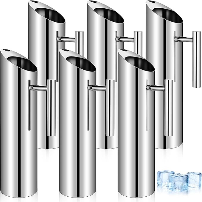 Funnymoom 6 Pack 70oz/2l Stainless Steel Water Pitcher Modern Metal Pitcher with Ice Guard Silver Carafe Drink with Handle or Iced Hot Drink Tea Juice Coffee Beer by Funnymoom