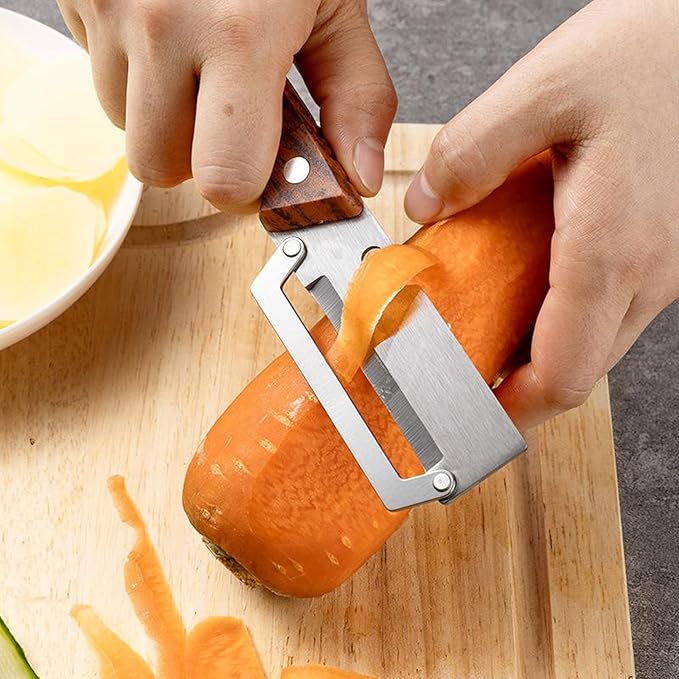 2026 New 2 Pack Multifunctional Vegetable Peeler, 2-in-1 Peelers For Kitchen with Bottle Opener, Sharp Stainless Steel Swivel Blade, Wooden Handle, For Vegetables or Fruits that Need to Be Peeled - Image 9
