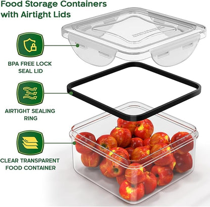 44 Pcs Food Storage Containers with Lids Airtight- (22 Stackable Boxes-22 Lids) Plastic Meal Prep Container for Pantry Kitchen Organization, Microwave, Dishwasher, Freezer Safe -100% Leak Proof - Image 5