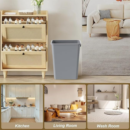 ROOMTEC 35QT Kitchen Trash Can, Lightweight and Sturdy Slim Trash Can, Wastebaskets for Office, Workspace, Kitchen, Bathroom, 2 Packs