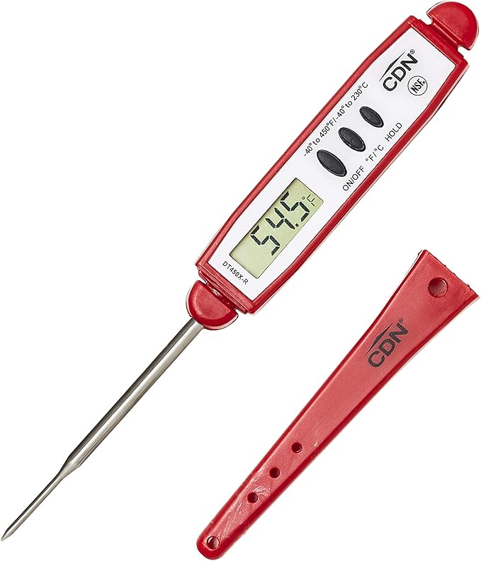 CDN ProAccurate® Instant Read Digital Pocket Thermometer with 2.75" Stainless Steel Tip for Accurate Temperature Measurement, Red (DT450X-R) by CDN-ComponentDesignNorthwestInc