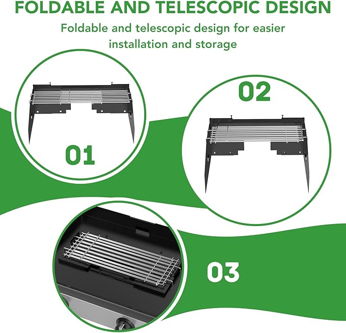 Universal Wind Guard and Warming Rack Fit for Griddle Without a Hood from 16" to 22", Wind Screen and Cooking Grid BBQ Griddle Accessories for Blackstone and Other Griddle with Rear Grease