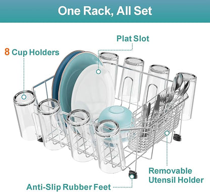 GSlife Small in Sink Dish Drying Rack - Stainless Steel Compact Dish Drainer for RV Kitchen Apartment Sink, Rust Resistant Inside Sink Rack, 1–2 Person Households, 11.6" W x 13.4" L - Image 4
