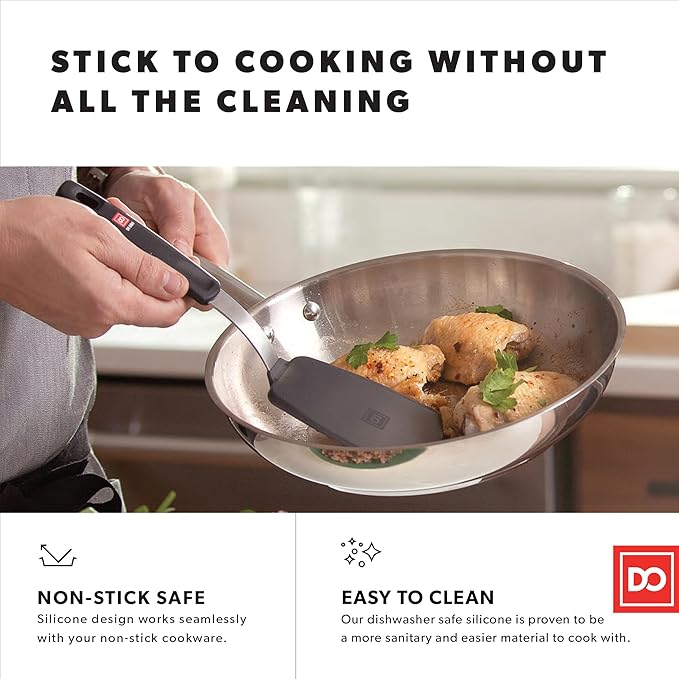 DI ORO Spatulas for Kitchen Use - Forever Warranty - 600°F Heat-Resistant Silicone - Turner Spatula Set for Cooking - BPA Free Wide Pancake Spatulas - Egg Flippers for Nonstick Cookware Safe (3pc) - Image 2