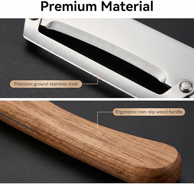 NEW Premium Vegetable Peeler with Wooden Handle and Bottle Opener: 2-in-1 Stainless Steel Kitchen Tool for Fruit Apple Potato Pumpkin Papaya (1Pcs) - Image 5
