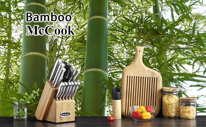 McCook® Knife Sets,German Stainless Steel Knife Block Sets with Built-in Sharpener (Pack of 2) - Image 4
