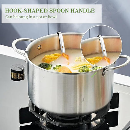 8pcs Stainless Steel Ladle 2 Oz Soup Ladle 10" long Spoon Heavy-Duty Metal Spoon Sets big spoons for cooking Serving Soups, Gravy, Portioning, Stirring - Image 5