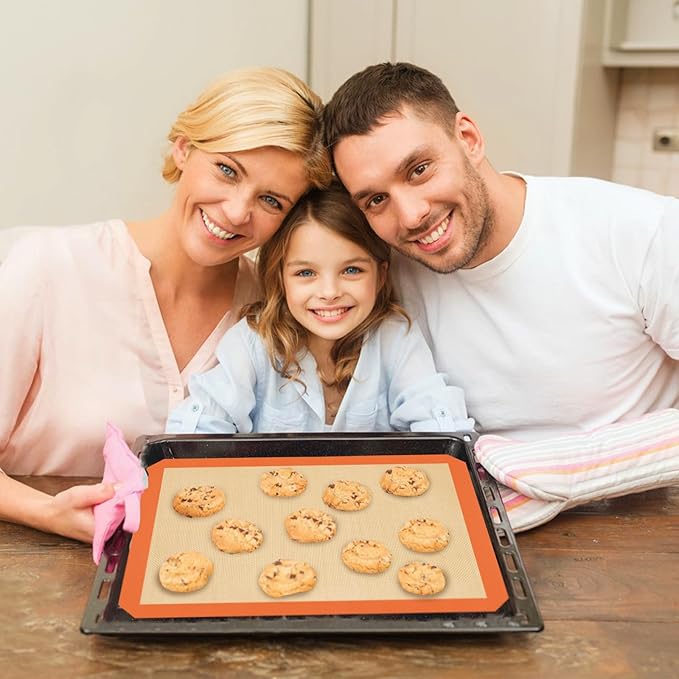 Silicone Baking Mat Set of 3, Silicone Baking Mats Cookie Sheet, Non-Stick Mats for Baking, Easy Clean & Reusable Oven Baking Sheet for Making Macaroons, Cookies - Image 6