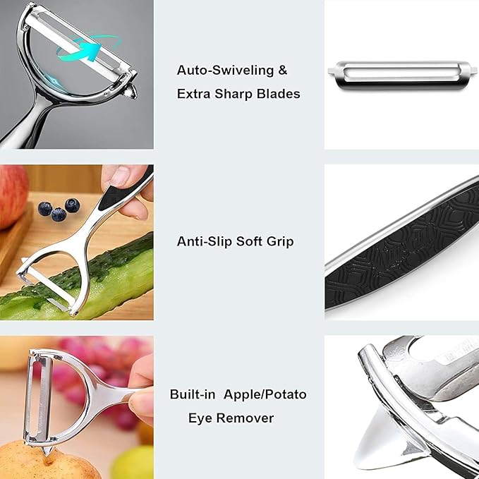 Vegetable peelers for Kitchen, Y shaped peeler for Vegetables, Fruits, Potatoes with Ergonomic Grip, 1 Pack - Image 3