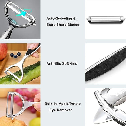 Vegetable peelers for Kitchen, Y shaped peeler for Vegetables, Fruits, Potatoes with Ergonomic Grip, 1 Pack - Image 3