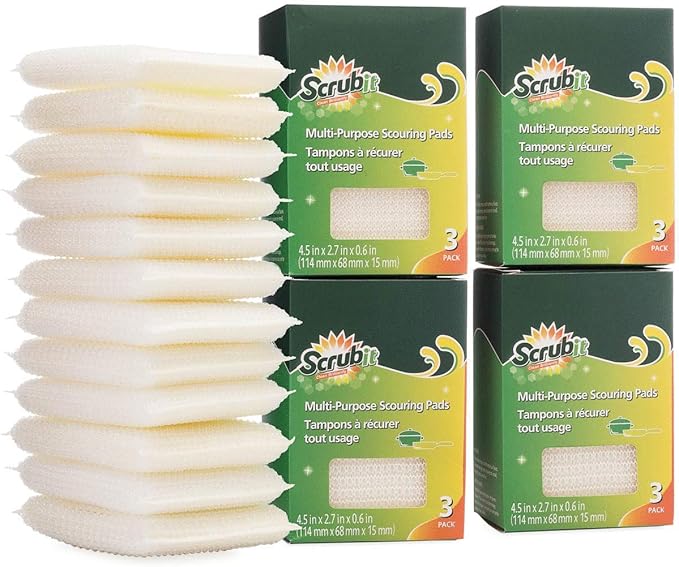 Multi-Purpose Scouring Pad by Scrub-It - Non-Scratch Cleaning Dobie Pads for Pots, Pans, Dishes, Utensils & Non-Stick Cookware - Sponge Scrubbers Use for Kitchen, Bathroom & More (12 Pack) by SCRUBIT