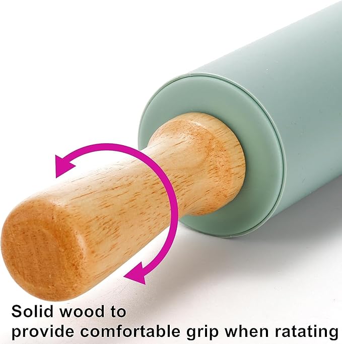 Yopay 4 Pack Silicone Rolling Pin for Baking, Non Stick Large 17 Inch Roller with Wood Handle for Tortillas Dough, Pizza, Pie, Pastries, Pasta, Cookies, Good Grips, Easy to Wash - Image 4