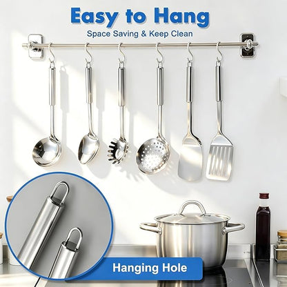 Cooking Utensils Set 11pcs - Stainless Steel Kitchen Utensils Set with Holder, Heat Resistant Kitchen Utensils Sets for Cooking with Turners, Potato Masher, Skimmer, Spoons, Ladle, Tongs, Whisk - Image 2